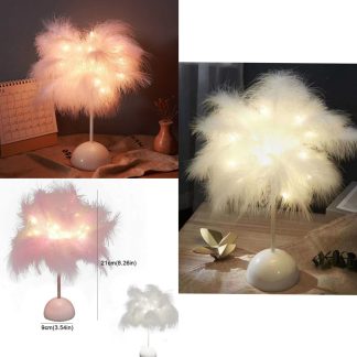 Lampara de escritorio con diseño de plumitas
