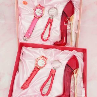Kit de perfume reloj y llavero  (ROJO)