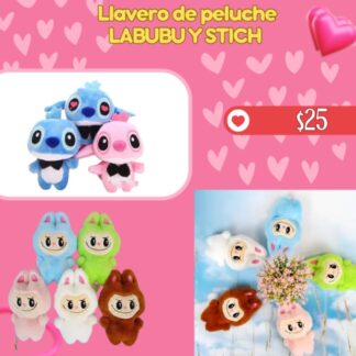 Llavero de peluche LABUBU Y STICH