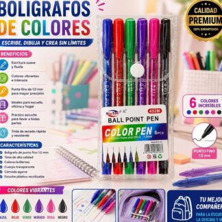Paquete de 6 Plumas de Colores