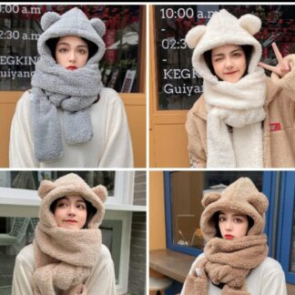 Bufanda con gorro de orejas de oso