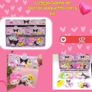 LU3530 Goma de borrar paquetito con 5 pzas
