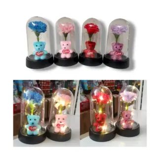 Rosa eterna de osito con luz led