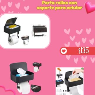 Porta rollos con soporte para celular