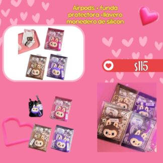 Airpods + funda protectora +llavero monedero de silicon