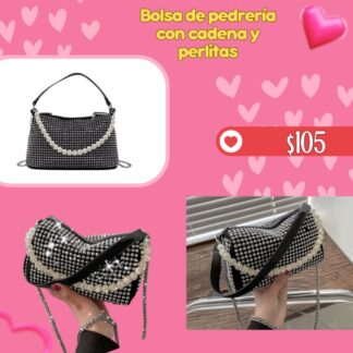 Bolsa de pedrería con cadena y perlitas
