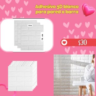 Adhesivo 3D blanco para pared o barra