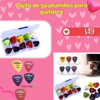 Cajita de 50 plumillas para guitarra