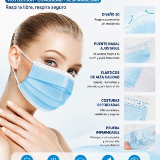 Cubre bocas azul Paquete con 50 pzas
