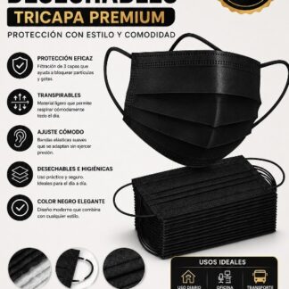 Cubre bocas negro ADULTO