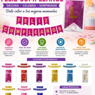 Guirnalda feliz cumpleaños $15 pz $12 por docena