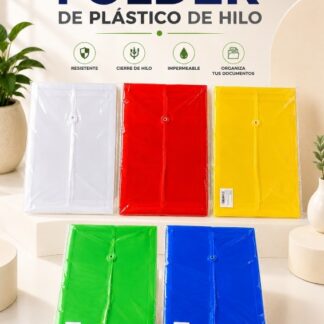 Folder de plástico con hilo $6 pz $60 paquete de 12 pzs